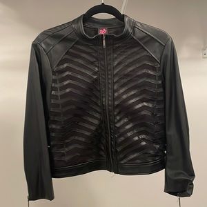 2B-Bebe 3/4 length leather and mesh jacket